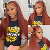 Reddish Brown Straight Glueless Human Hair Wigs