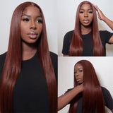 Reddish Brown Straight Glueless Human Hair Wigs