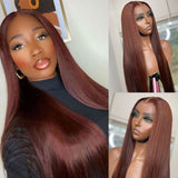 Reddish Brown Straight Glueless Human Hair Wigs
