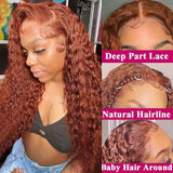 Reddish Brown Water Wave Glueless Human Hair Wigs
