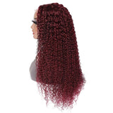 Deep Curly 99j Color Wig Dark Red 100% Human Hair Wig