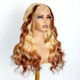 Blonde Wig With Brown End Highlight Body Wave Human Hair Wigs