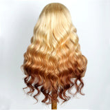 Blonde Wig With Brown End Highlight Body Wave Human Hair Wigs