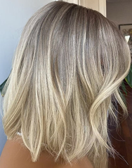 Mebary Ash Root Ombre Blonde Short Bob Wig Human Hair Wig For Caucasian