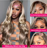 P4/613 Blonde Highlight Human Hair Wig 180% Density