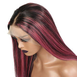 Purple Pink Highlight Mix Colored Human Hair Wig