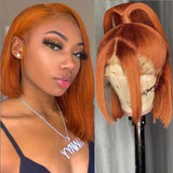 Short Ginger Orange Straight Bob Wig Human Hair Wigs for Women