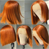 Short Ginger Orange Straight Bob Wig Human Hair Wigs for Women