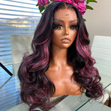 Purple Pink Highlight Mix Colored Human Hair Wig