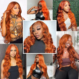 Ginger Orange Colored Body Wave Wig HD Lace Front Human Hair Wigs