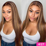 Highlight P4/27 Color Straight Hair Human Hair Wigs with Baby Hair