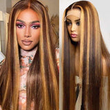 Highlight P4/27 Color Straight Hair Human Hair Wigs with Baby Hair