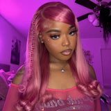 Fairy Pink Color Human Hair Wigs for Women