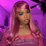 Fairy Pink Color Human Hair Wigs for Women