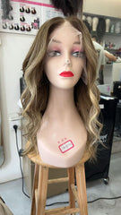 MEBARY Balayage Blonde Wavy Human Hair Wig for White Women