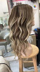 MEBARY Balayage Brown Blonde Wavy Human Hair Wig for White Women