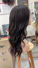 MEBARY Natural Looking Black Wavy Human Hair Wig for White Women