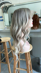 MEBARY Platinum Blonde Ombre Human Hair Lace Wig for Whie Women