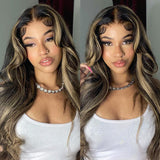 Balayage Highlight Colored Body Wave Wigs Human Hair Wigs