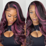 Purple Pink Highlight Mix Colored Human Hair Wig