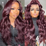 Dark Burgundy Wavy Human Hair Wigs