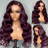 Dark Burgundy Wavy Human Hair Wigs