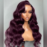 Dark Burgundy Wavy Human Hair Wigs