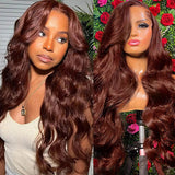 #33 Reddish Brown Auburn Color Body Wave Human Hair Wigs