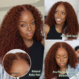 Reddish Brown #33 Curly Real Human Hair Wig For Women High Density