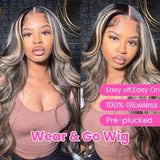 Balayage Highlight Colored Body Wave Wigs Human Hair Wigs