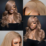 HD Lace Light Flaxen Brown Cozy Blonde Wavy Human Hair Wigs