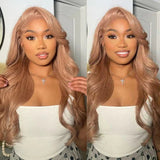 HD Lace Light Flaxen Brown Cozy Blonde Wavy Human Hair Wigs