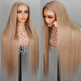 HD Lace Light Flaxen Brown Cozy Blonde Wavy Human Hair Wigs