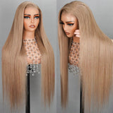 Light Flaxen Brown Cozy Blonde Straight Human Hair Wigs
