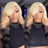 Reverse Ombre Blonde Wig 613 Blonde to Brown Human Hair Wigs