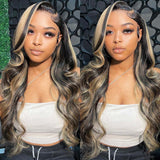 Balayage Highlight Colored Body Wave Wigs Human Hair Wigs