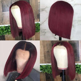 99J Winde Red Burgundy Bob Wig Bob 100% Human Hair Wigs Straight Hair