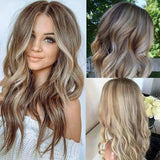 Ash Brown Blonde Balayage Body Wave Wigs 360 Frontal Wig 100% Human Hair