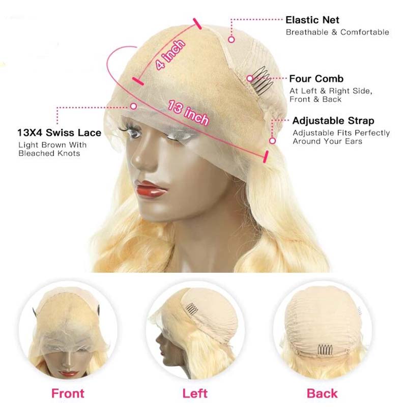 613 Light Blonde Bob Wig HD Transparent Lace Front Human Hair Wigs