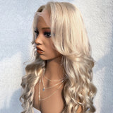 Ash Blonde Layered & Curtain Bangs  Wigs HD Lace Frontal Human Hair Wigs Body Wave