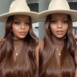 #4 Chocolate Brown Straight Wigs HD Lace Wigs Human Hair Wig