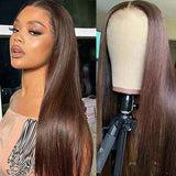 #4 Chocolate Brown Straight Wigs HD Lace Wigs Human Hair Wig