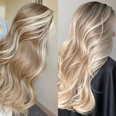 Ash Brown Blonde Balayage Body Wave Wigs 360 Frontal Wig 100% Human Hair