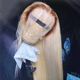 Blonde Lace Front Wig With Dark Roots Human Hair #4/613 Brown To Blonde Ombre Wig