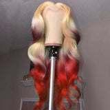 Ombre Human Hair Wig Colored Lace Front Wavy Wig 180% Density