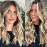 Ash Brown Blonde Balayage Body Wave Wigs 360 Frontal Wig 100% Human Hair