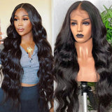 Body Wave Lace Front Wig Human Hair Pre-plucked Brazilian Closure Wig 180% Density