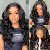 Body Wave Lace Front Wig Human Hair Pre-plucked Brazilian Closure Wig 180% Density