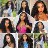 Deep Wave Lace Front Wig Human Hair Pre-plucked Brazilian Curly Wig 180% Density