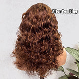 Curly P4/27 Brown Blonde Highlight Wigs Transparent Lace Frontal Wig 100% Human Hair